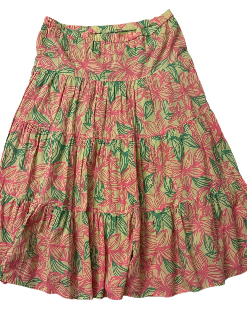 Lilly Pulitzer Pink & Green Floral Tiered Skirt